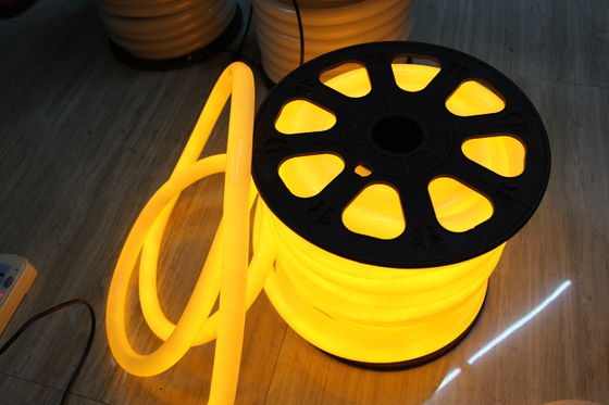 luz de neon flex de 220V amarelo redondo de 360 graus 25mm ip67 para exterior