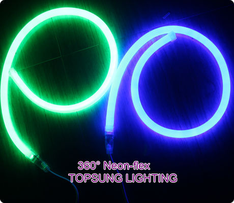 12V IP67 LED redondo flexão de néon 16mm mini 360 graus cabo verde luz tubo macio