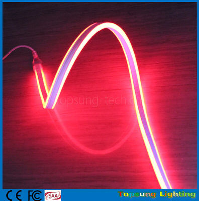 Lâmpadas de neon de faixa flexível de dois lados vermelhas de 24 V para decoração de edifícios