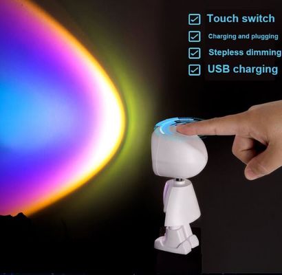 Robô de carregamento USB Projeção de pôr do sol Luz Decoração de parede da sala de estar